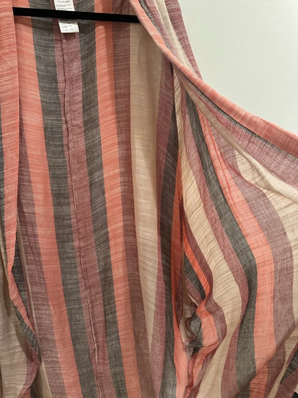Free People striped kimono in coral, gray, cream - Picture 4 of 5
